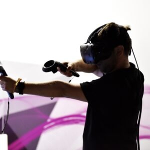 Virtual reality headset and hand controls